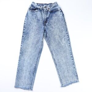 Levi's 512 Women's High Rise Slim Fit Acid Wash Jeans 24x26 USA 7 Raw Hem